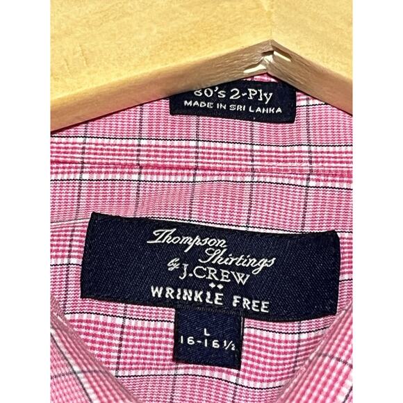 J Crew Dress Shirt Mens Large Pink Plaid Wrinkle Free 80s 2 Ply Button Up - Picture 9 of 11